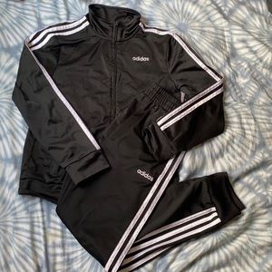 Adidas Black/White Striped TrackSuit Sz M 8/10